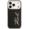 Karl Lagerfeld puzdro PU koža s logom Karl script a kovovými tlačidlami fotoaparátu pre iPhone 17 Pro čierna