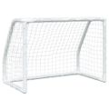 vidaXL Detské futbalové bránky 2 ks s loptou biele 64x35x48 cm kovové
