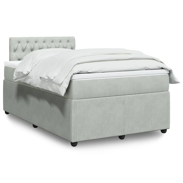 vidaXL Boxspring posteľ s matracom bledosivá 120x190 cm zamat