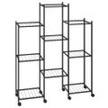 vidaXL Stojan na kvety s kolieskami 83x25x103,5 cm čierny železný