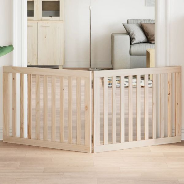 vidaXL Skladacia brána pre psa, 2 panely, 160 cm, topoľové drevo