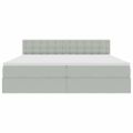 vidaXL LED úložná posteľ s matracom Svetlosivá 200 x 200 cm Zamat