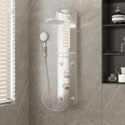 vidaXL Sprchový panel 25x43x110 cm strieborný