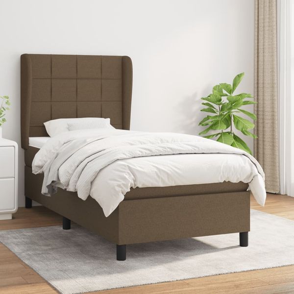 vidaXL Posteľný rám boxsping s matracom hnedý 90x200 cm látka