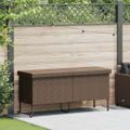 vidaXL Záhradný úložný box s kolieskami Hnedý 160x55x75 cm Poly Rattan