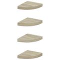 vidaXL Plávajúce rohové police 4 ks, dubové 25x25x3,8 cm, MDF