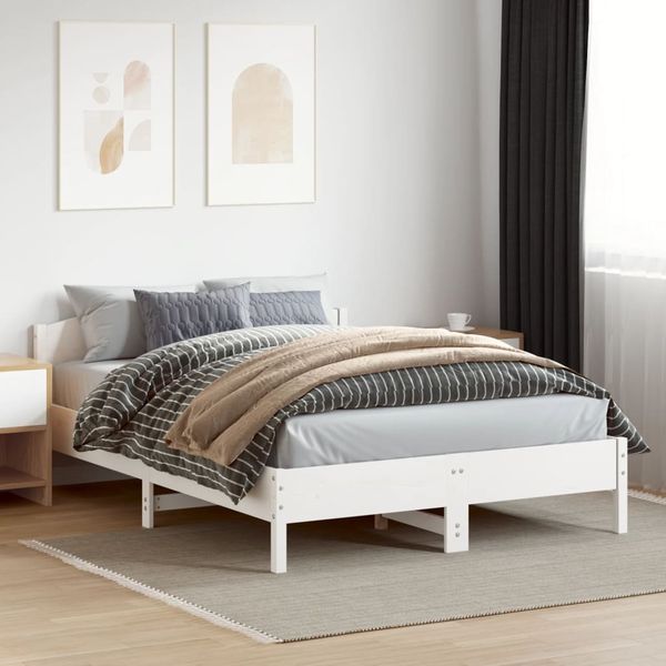 vidaXL Posteľ bez matraca biela 160x200 cm masívna borovica