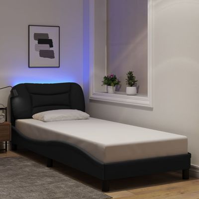 vidaXL Rám postele s LED bez matraca Hvar Čierna 90x200 cm Látka