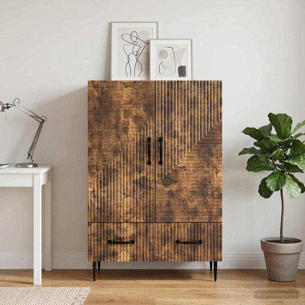 vidaXL Servírovacia skriňa so zásuvkou Dymový dub 66 x 34,5 x 95 cm