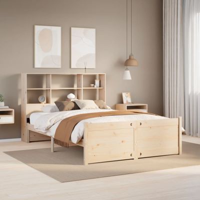 vidaXL Posteľ s knižnicou bez matraca 140x190 cm borovicový masív