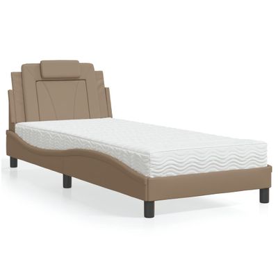 vidaXL Posteľ Viana s matracom kapučínová 80x200 cm umelá koža