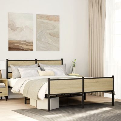 vidaXL Posteľný rám bez matraca dub sonoma 150x200 cm kompozitné drevo