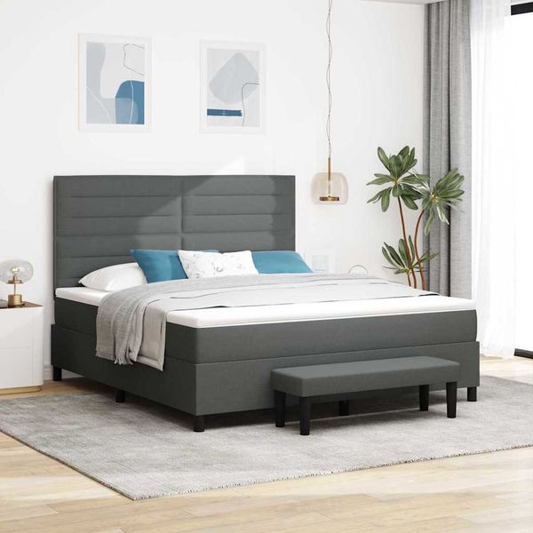 vidaXL Posteľ s pružinovým rámom Tmavo šedá 180 x 200 cm látka