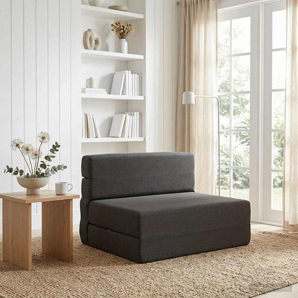 vidaXL Skladacia pohovka na spaní Tmavosivá 70 x 72 x 60 cm Látka