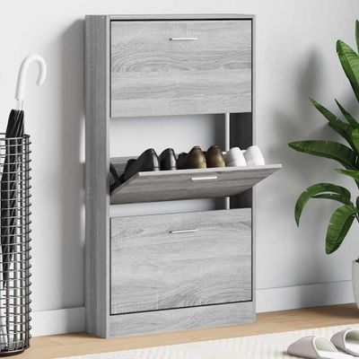 vidaXL Botník Sivý dub sonoma 59x17x108 cm spracované drevo