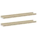 vidaXL Nástenné police 2 ks, biele a dub sonoma 60x9x3 cm