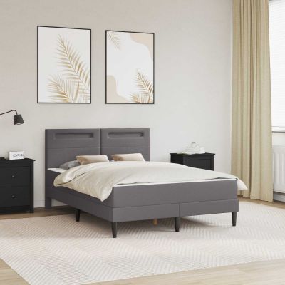 vidaXL Rám postele s LED pásikmi Sivá 120 x 200 cm Umelá koža