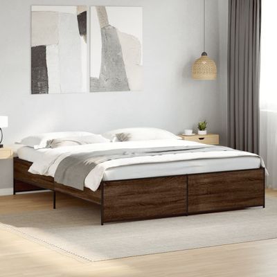 vidaXL Posteľný rám hnedý dub 180x200 cm kompozitné drevo a kov