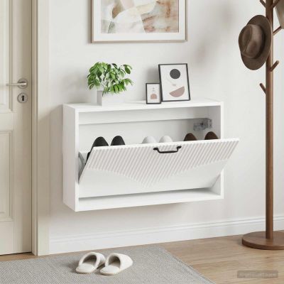 vidaXL Nástenný botník HOORN 71 x 17 x 43 cm Kompozitné drevo Biela