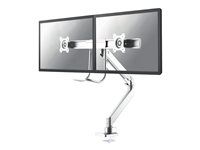 Montážna sada - plný pohyb - pre 2 LCD displeje - hliník - biela - veľkosť obrazovky: 10"-32" - upevnenie svorkou, priechodka, upevniteľné na stôl