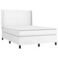 vidaXL Boxspring posteľ s matracom biely 140x190 cm umelá koža