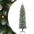 vidaXL Umelý chudý vianočný strom Zelená a biela 210 cm