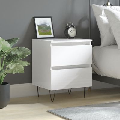 vidaXL Nočný stolík lesklý biely 40x35x50 cm spracované drevo