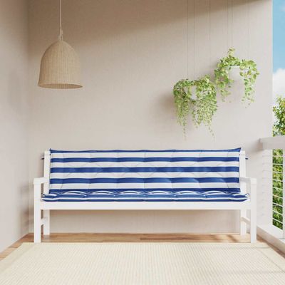 vidaXL Podložky na záhradnú lavičku 2 ks modro-biele 200x50x7cm látka