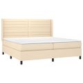 vidaXL Posteľ boxsping s matracom a LED krémová 200x200 cm látka