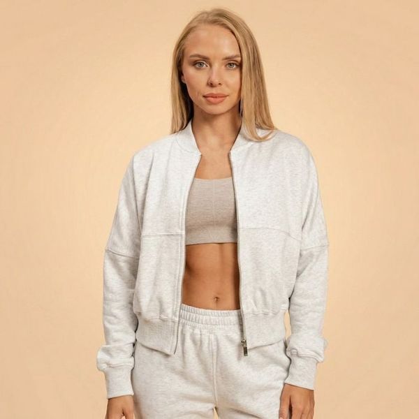 Dámska mikina Zip-Up Bliss Grey - BeastPink, veľkosť XL, veľkosť oblečenia XL, 84.9% cotton, 15.1% polyester