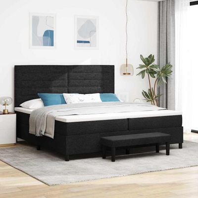 vidaXL Posteľ s pružinovým rámom s matracmi Čierna 200 x 200 cm látka