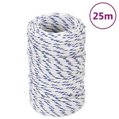 vidaXL Pracovné lano biele 2 mm 25 m polypropylén