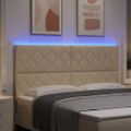 vidaXL LED hlavová doska Krémová 180 cm látka