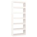 vidaXL Knižnica/deliaca stena biela 80x30x199,5 cm masívna borovica