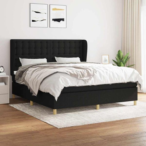 vidaXL Posteľný rám boxspring s matracom čierny 180x200 cm látka