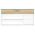 vidaXL Lavica na topánky+podložka, biela a dub sonoma 104x30x49 cm