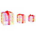 vidaXL Darčeková Škatľa 3 ks 60 LED Viacfarebný 20 x 20 x 20 cm Akryl