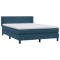 vidaXL Posteľný rám boxsping s matracom tmavomodrý 140x210 cm zamat