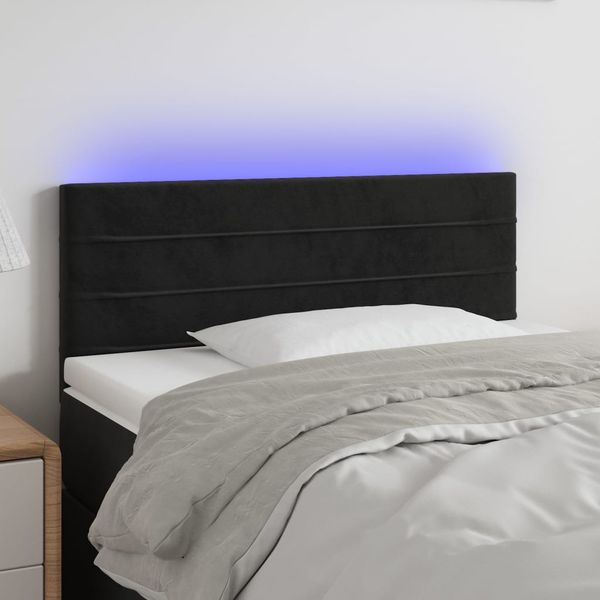 vidaXL Čelo postele s LED čierne 90x5x78/88 cm zamat