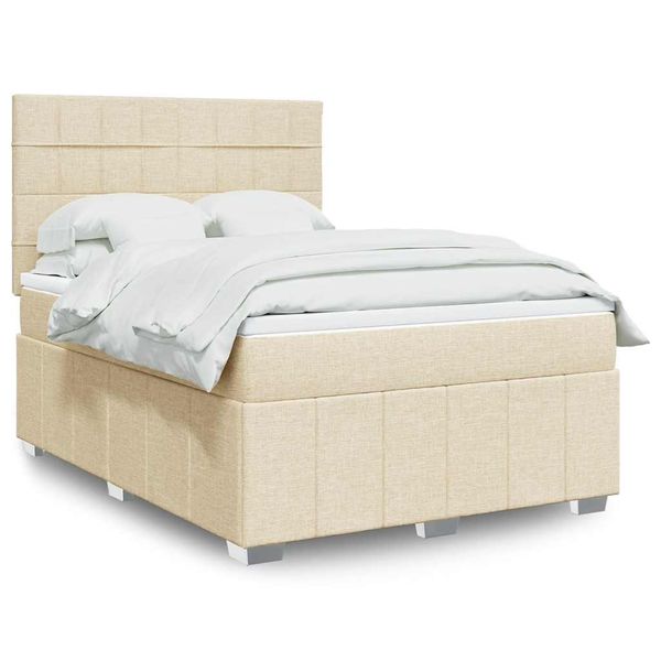 vidaXL Boxspring posteľ s matracom krémový 140x190 cm látka