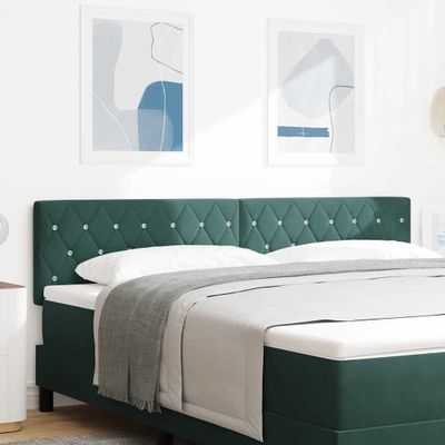 vidaXL LED hlavová doska s LED pásikmi Tmavozelená 180 cm Zamat