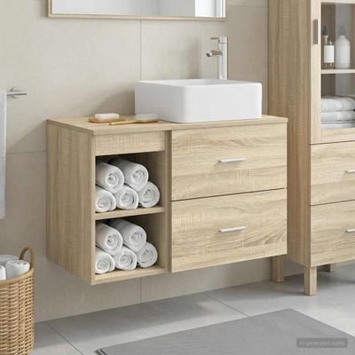 vidaXL Sada kúpeľňového nábytku 2 pcs Dub sonoma Kompozitné drevo