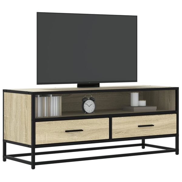 vidaXL TV skrinka dub sonoma 100x34,5x40 cm kompozitné drevo a kov