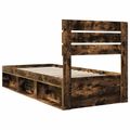 vidaXL Rám postele Dymová dub 90 x 200 cm Masívne borovicové drevo