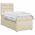 vidaXL Posteľ boxspring s matracom Krémová 100 x 200 cm Látka