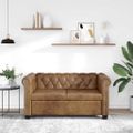 vidaXL Pohovka Chesterfield, 2-miestna, umelá koža, hnedá