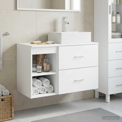 vidaXL Sada kúpeľňového nábytku 2 pcs Biela Kompozitné drevo