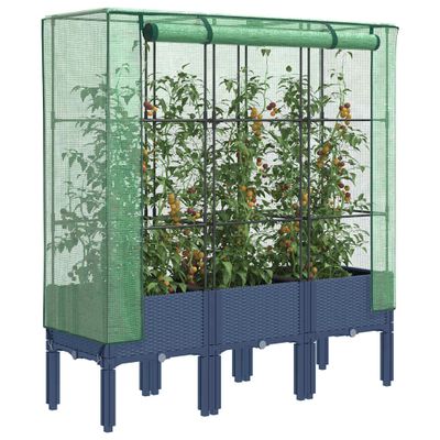 vidaXL Záhon s krytom na skleník ratanový vzhľad 120x40x140 cm