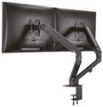 Neomounts FPMA-D650DBLACK/Držák displeje/na stůl/17-27"/svorka+průchodka/VESA 100X100/nosn.2x7kg/2 displeje/černý Držák, VESA, stolní, pro 2 ploché monitory, úhloprícka 17"-27", náklon 135°, otácení 180°, rotace 360°, nosnost 14kg, cerný