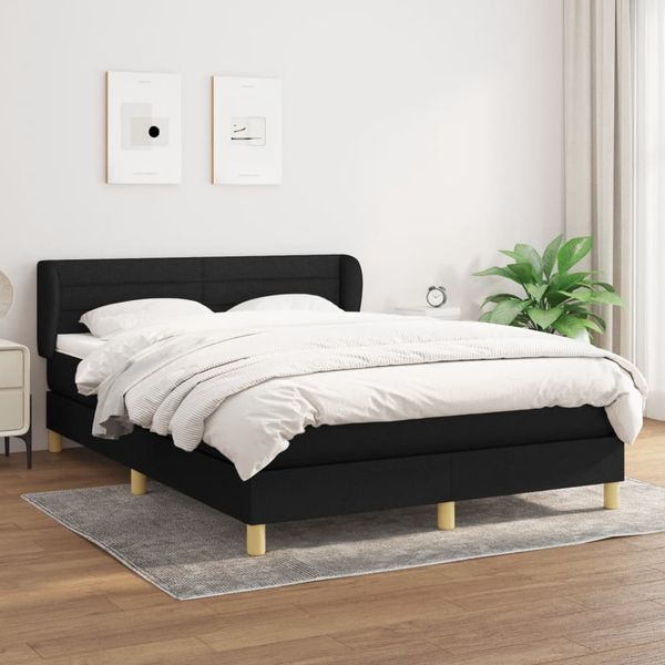 vidaXL Posteľný rám boxspring s matracom čierny 140x200 cm látka